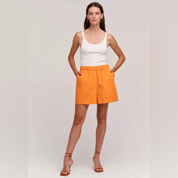 NWT Velvet By Graham & Spencer Holly High Rise Pull On Cotton Short Orange Small - Picture 3 of 3
